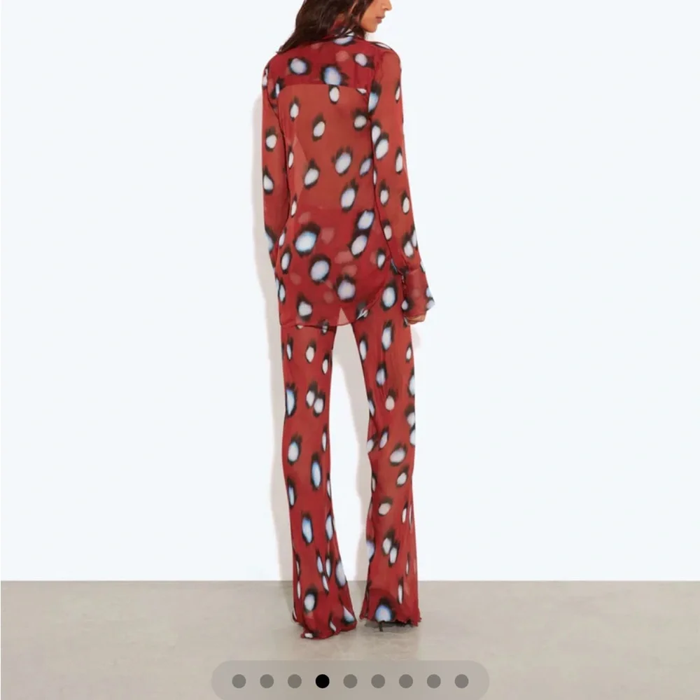 Rat & Boa Red Leopard Spot Satin Pantsuit set (top and bottom) - Picture 3 of 5